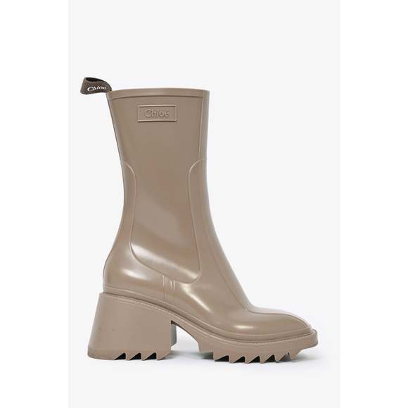 Chloe Shoes - Chloe Taupe Zip Up 'Betty' Rain Boots Size 35